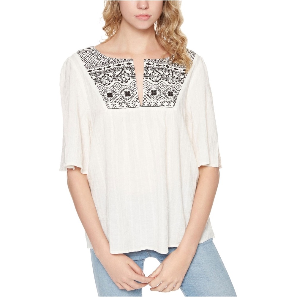 NWT Sanctuary Zambia Embroidered Knit Blouse Ivory Small